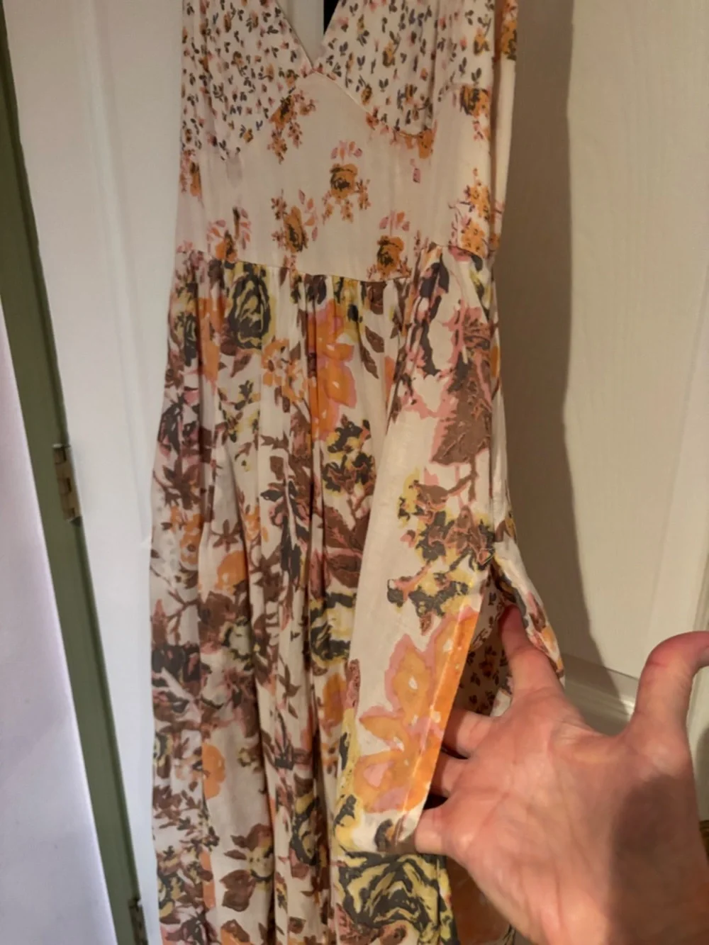 Free People Cream Maxi Dress with Orange, Brown and Yellow Floral Print - Picture 4 of 16